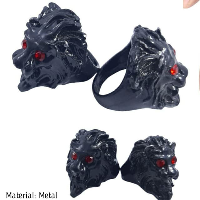 Mens Fashion Ring Black Lion Red Eye