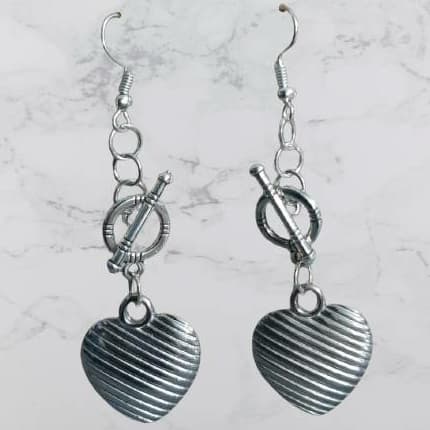 Heart Earrings Silver 1 Pair