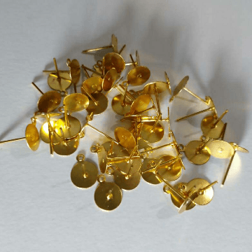 Earstud Golden 10 Pairs 8mm With Loop For Jewlery Making