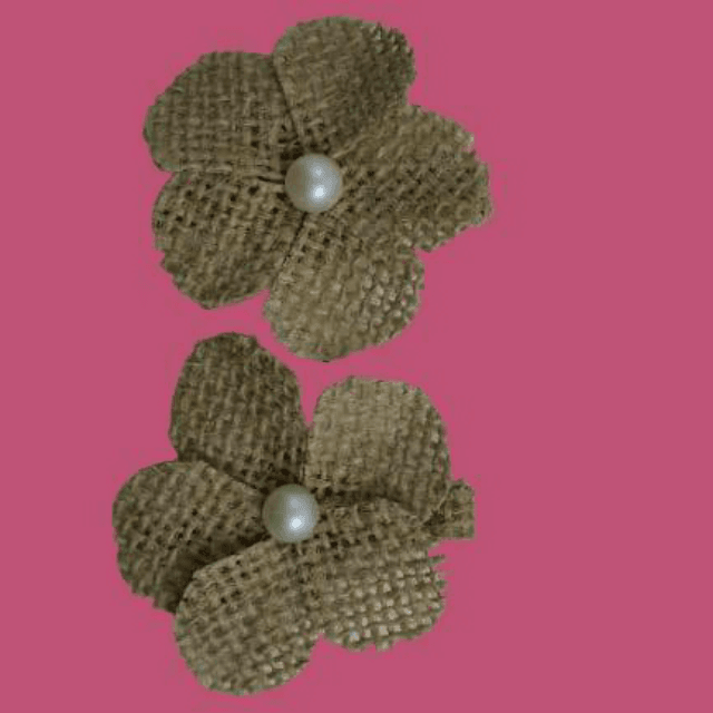 Burlap Jute Fabric Small Hair Clip 1  Pair For Girls